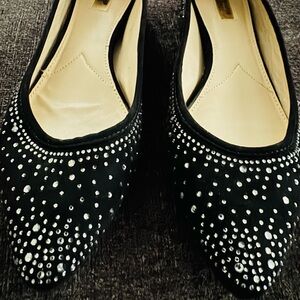 Jennifer Lopez Black Rhinestone Flats